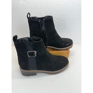 Aerosoles Kelly Women’s 8M Black Suede Ankle Boots KS224393 Side Zip Buckle